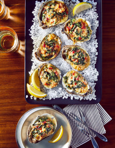 Southern Living’s Baked Oysters with Bacon, Greens, and Parmesan
